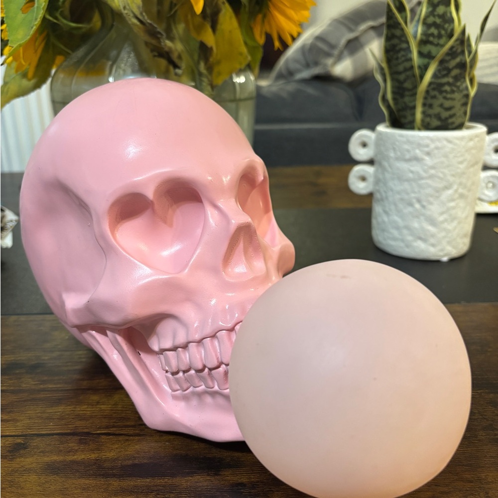 Viral Pink Skull Decor with Bubblegum Accent